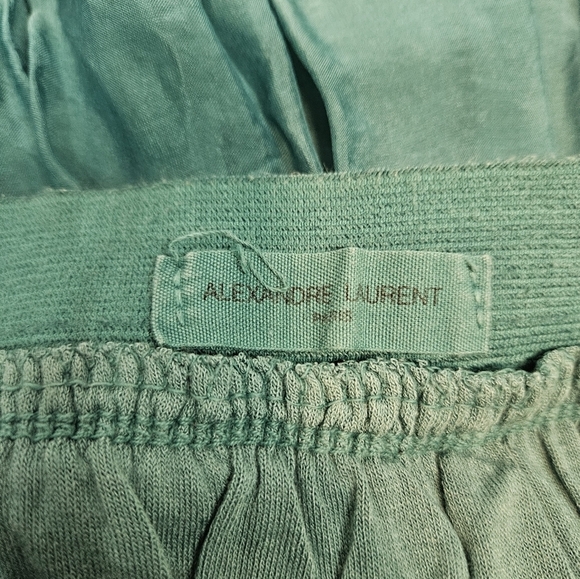 Alexandre Laurent Peacock Teal Pleated Silk Midi Skirt Size Small Women's U17 - Picture 7 of 8